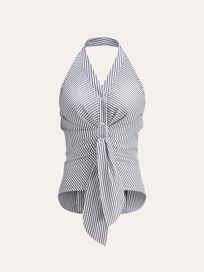 Çizgili Askılı Bağcıklı Üst