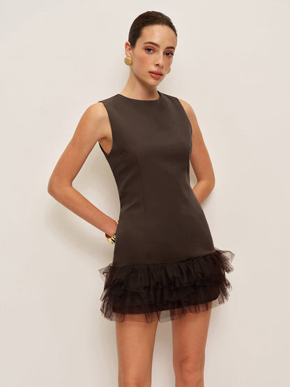 Volanlı Etek Ucu Kolsuz Elbise