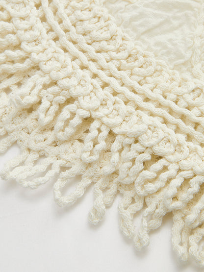 Yarı Şeffaf Tığ İşi Dantel Çiçek Detaylı Atlet