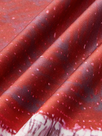 Zincir Detaylı Düğüm Ön Baskılı Elbise