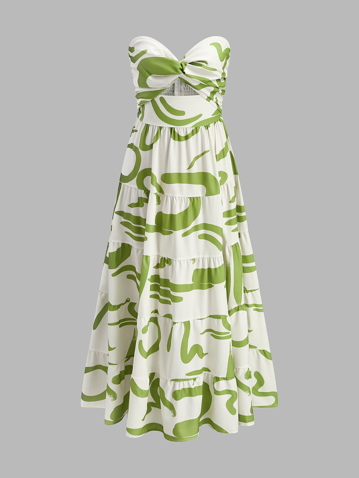 Önü Bükülmüş Straplez Pileli Elbise