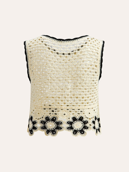 Tığ İşi Çiçekli Üst ve Pantolon Takımı