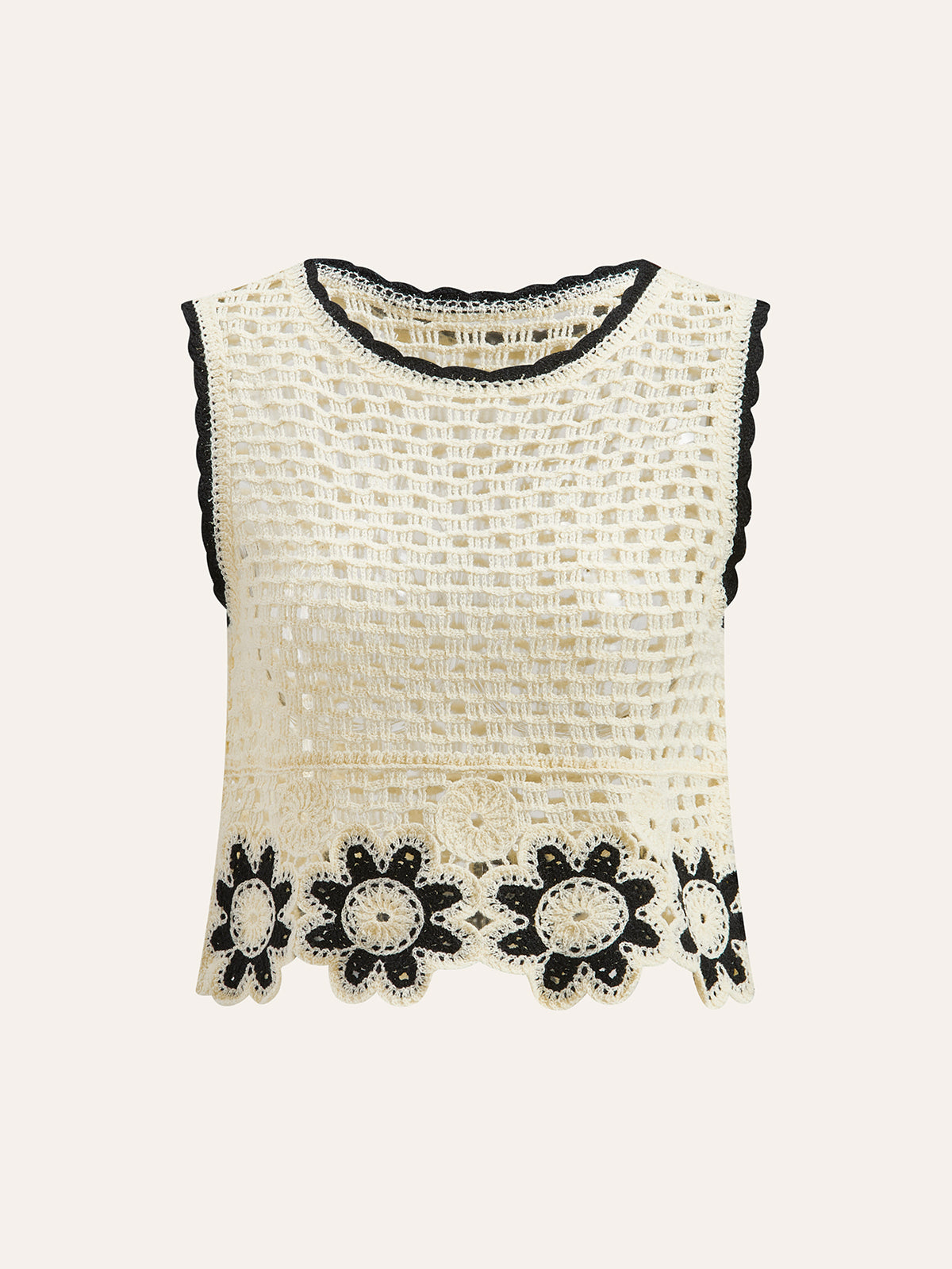 Tığ İşi Çiçekli Üst ve Pantolon Takımı