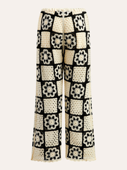 Tığ İşi Çiçekli Üst ve Pantolon Takımı