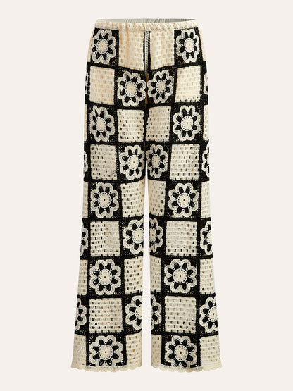 Tığ İşi Çiçekli Üst ve Pantolon Takımı