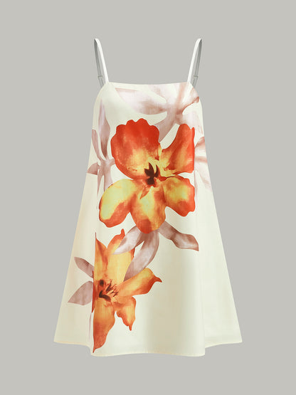 Boya Baskılı Büyük Boy Elbise