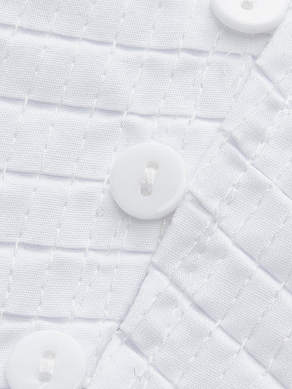 Pileli V Yaka Düğme Detaylı Üst