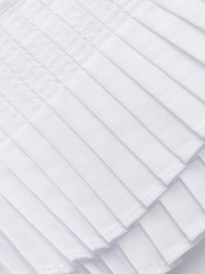 Pileli V Yaka Düğme Detaylı Üst