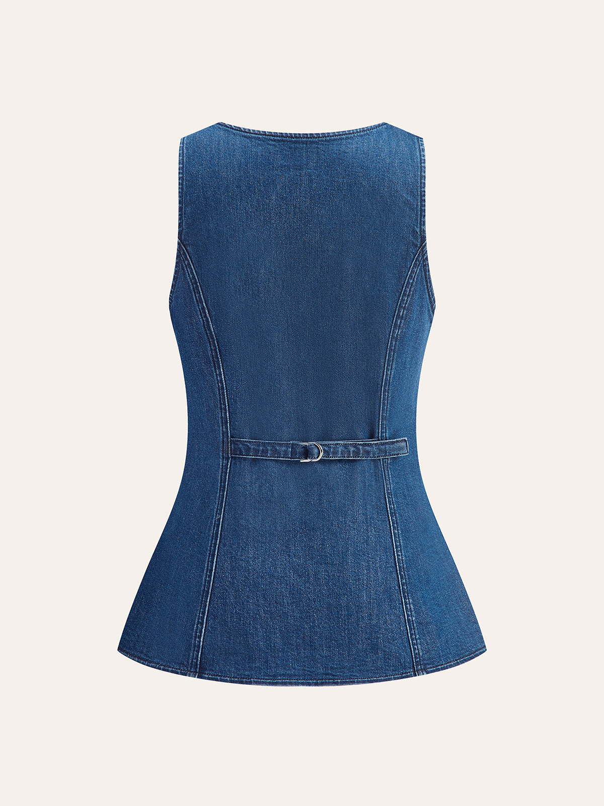 Metal Düğmeli Bağlamalı Kot V Yaka Şort Takımı