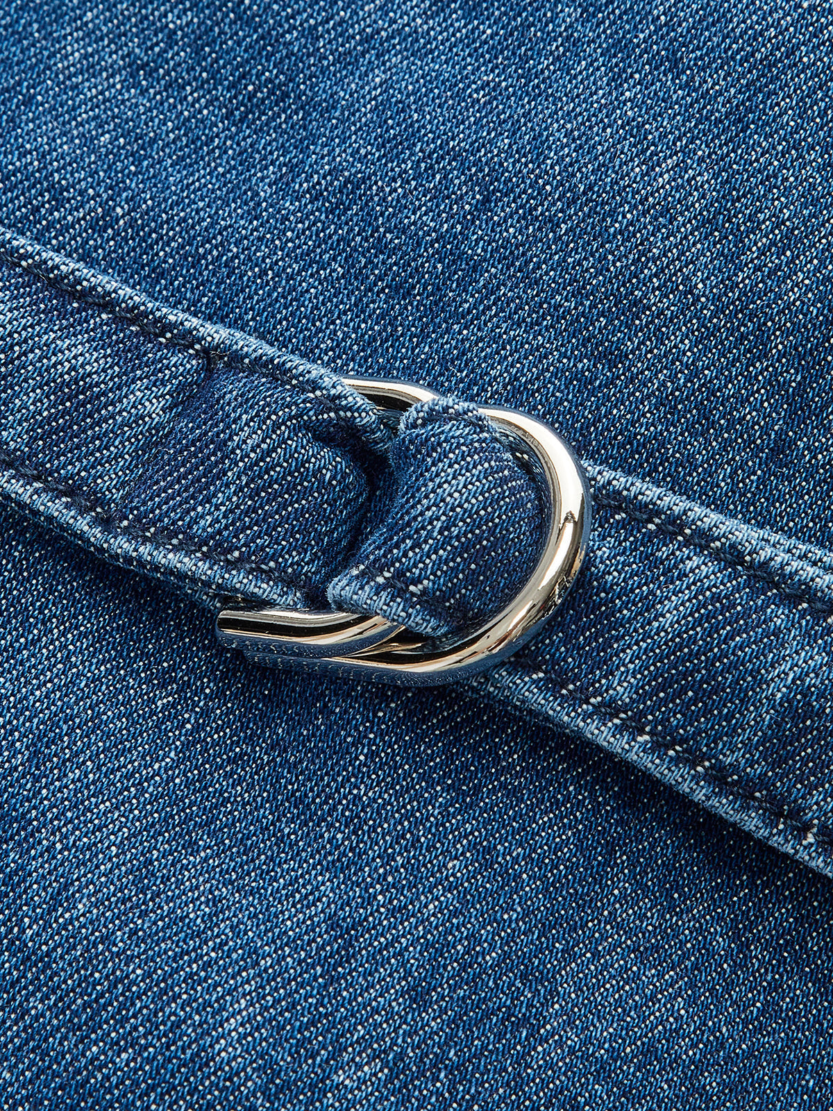 Metal Düğmeli Bağlamalı Kot V Yaka Şort Takımı