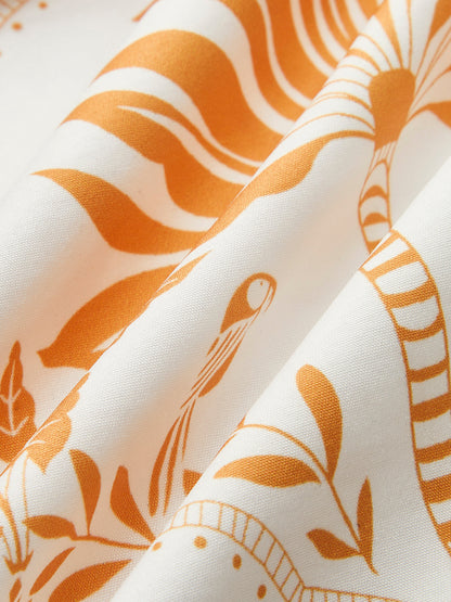 Boho Desenli V Yaka Kemerli Elbise