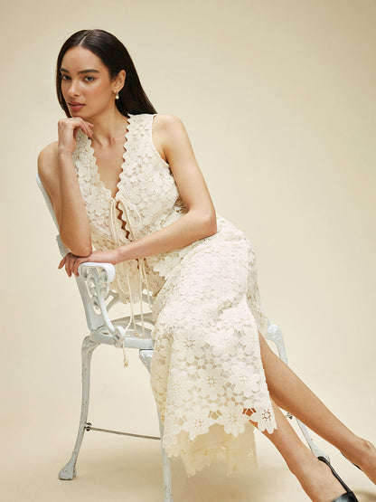 Dantel Önden Bağlamalı Etekli Üst Takım