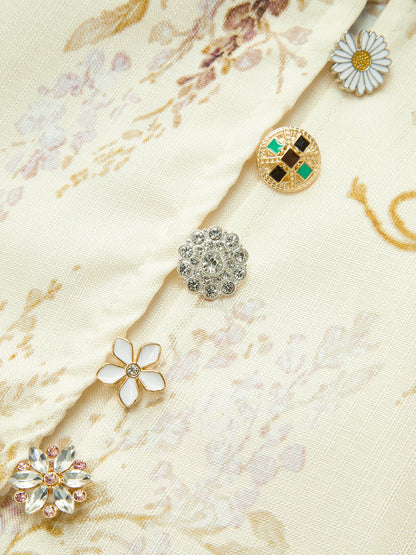 Çiçek Desenli Kabarık Kollu Kemerli Elbise