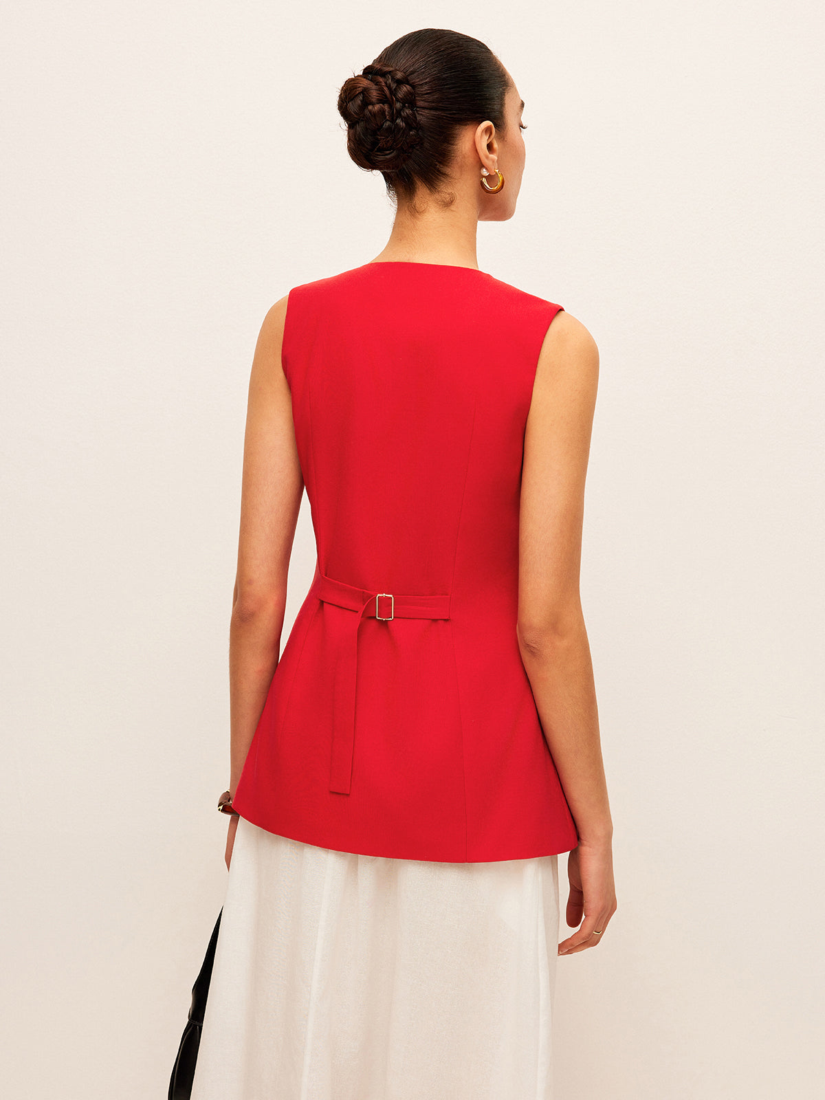 Pamuk ve Keten Düğmeli Yelek