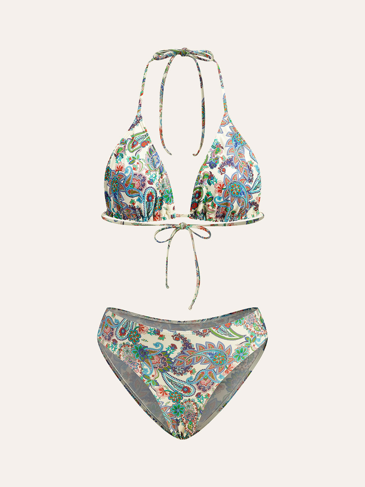 Paisley Desenli Arkası Bağlamalı Bikini Takımı