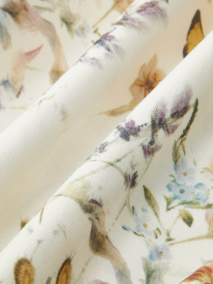 Kemerli Balon Kollu Çiçekli Elbise