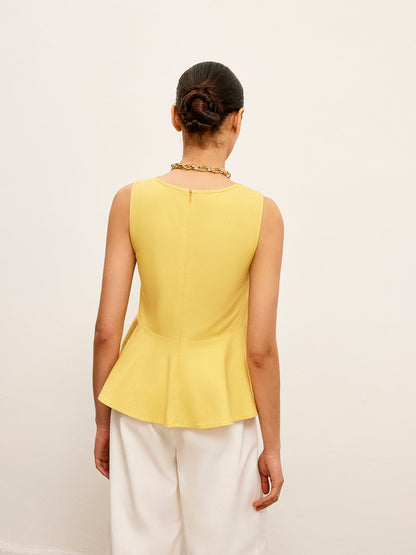 Pamuk ve Keten V Yaka Peplum Üst