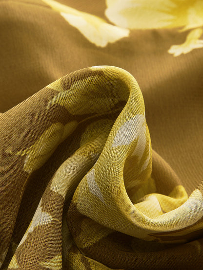 Çiçekli Fırfırlı Arkadan Bağlamalı Cami Elbisesi