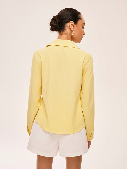 Yakalı Önü Bağcıklı Bluz