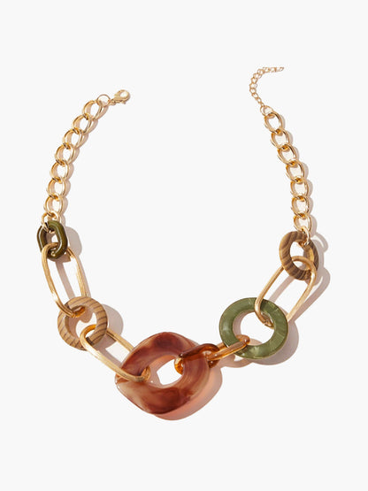 Altın Tonlarında Katmanlı Zincir Kolye