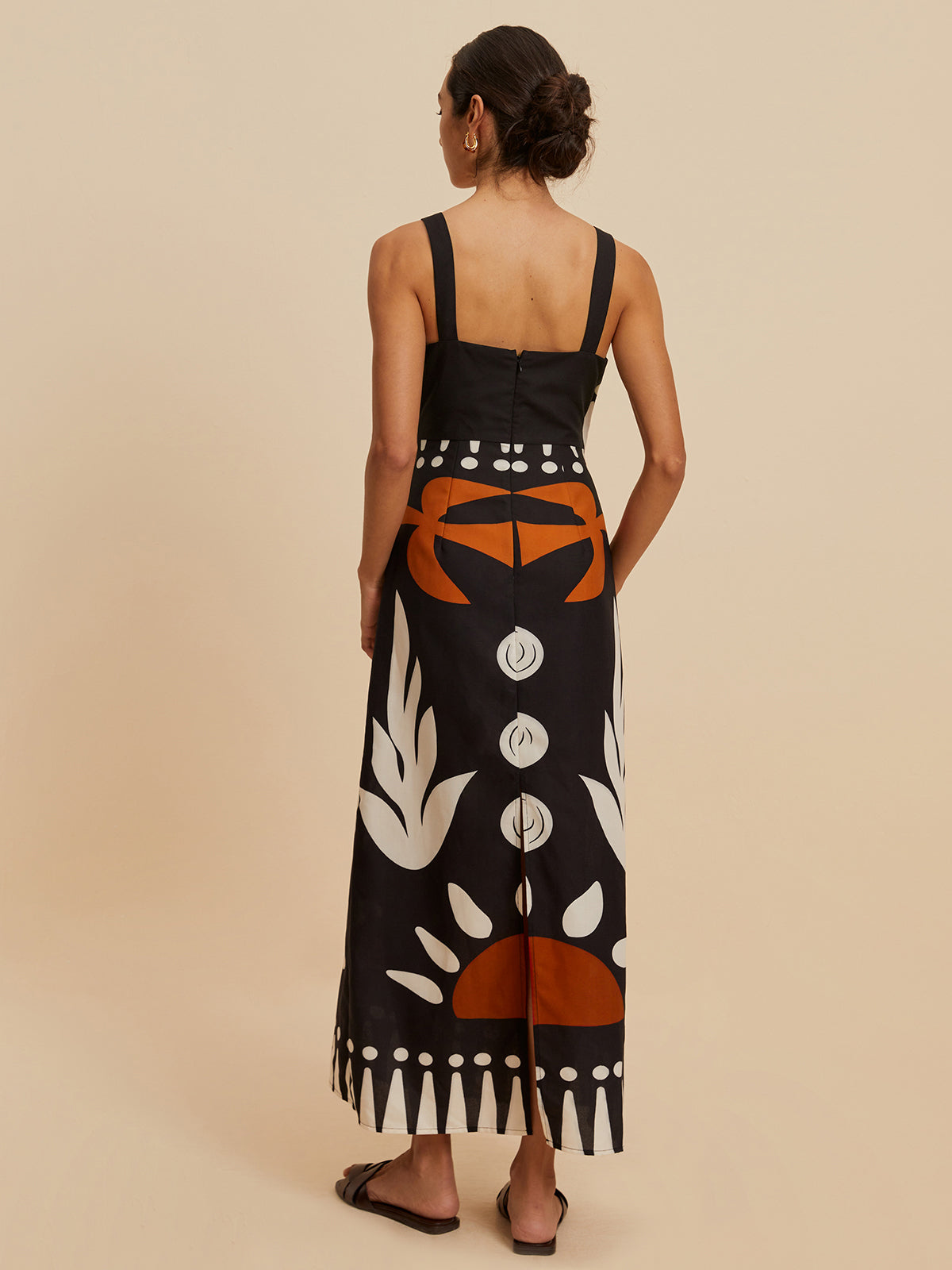 Fermuarlı Kolsuz Çiçekli Elbise