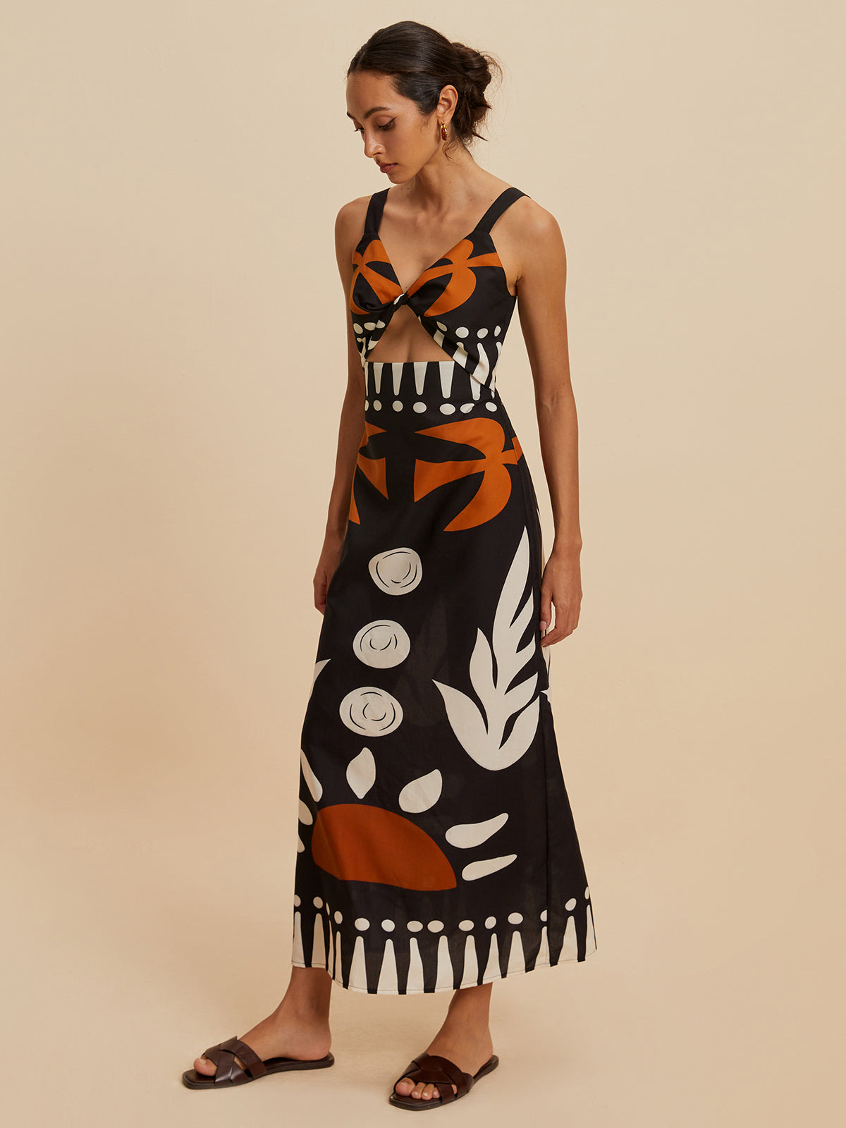 Fermuarlı Kolsuz Çiçekli Elbise