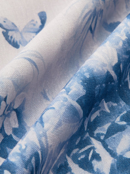 Bağcıklı Renkli Blok Çiçek Desenli Elbise