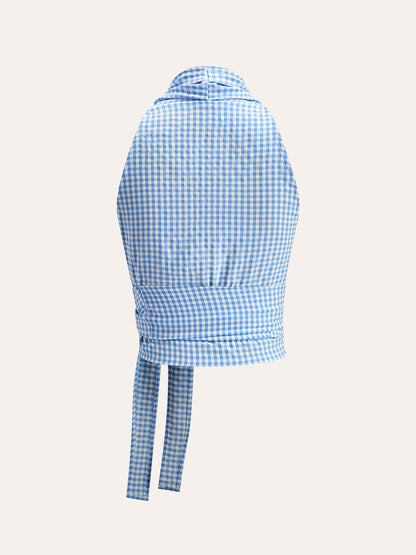 Gingham Halter Wrap Üst