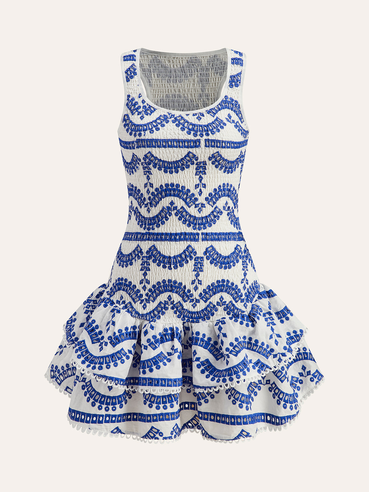 İşlemeli Fırfırlı Kolsuz Elbise