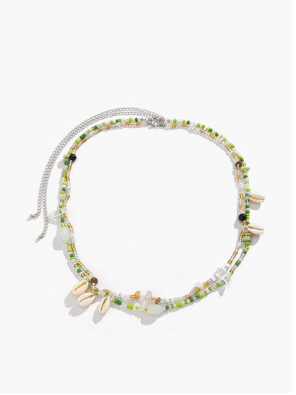 Deniz Kabuğu ve Boncuk İşlemeli Bel Zinciri