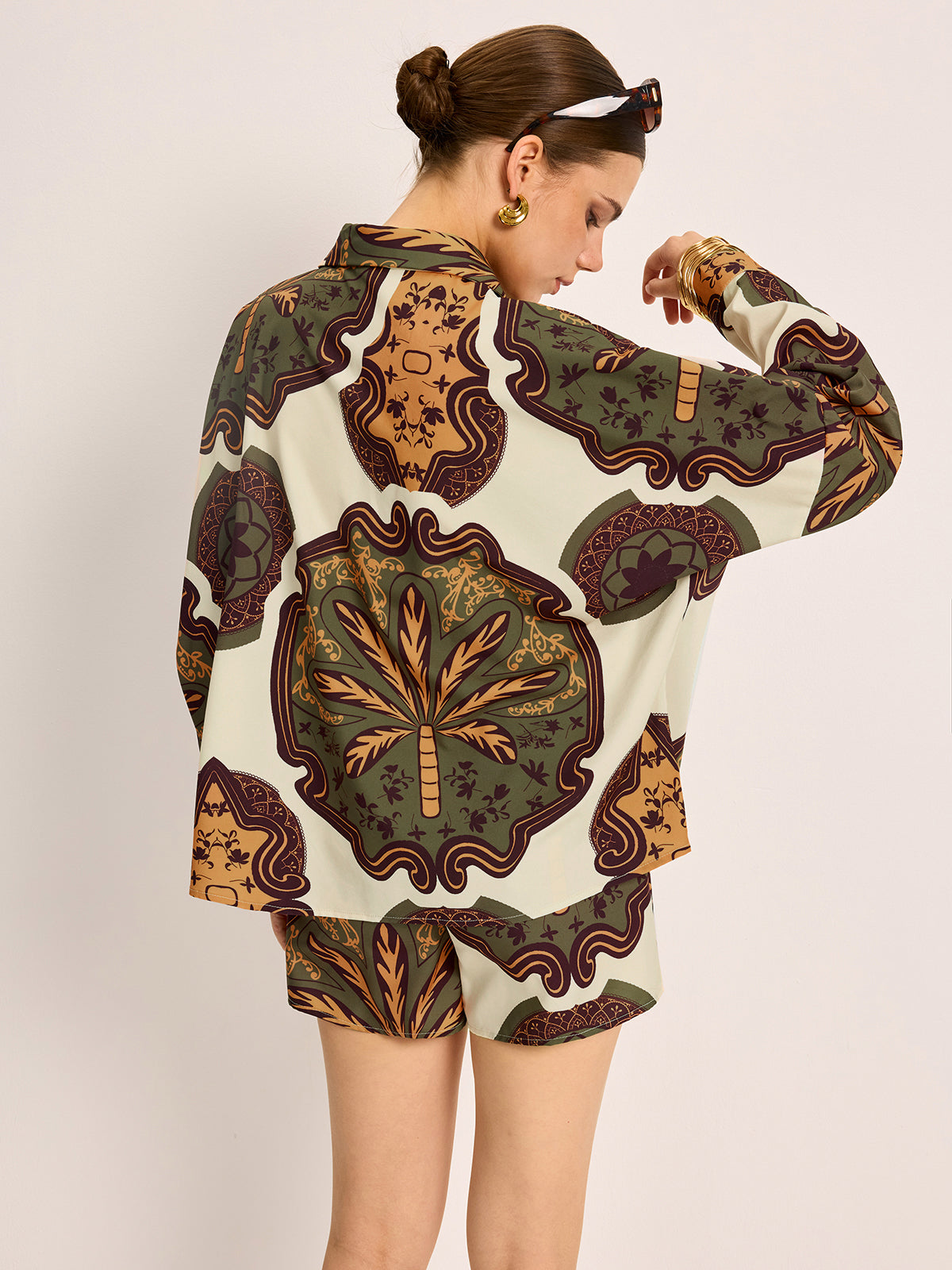 Baskılı Gömlek Şort Takımı