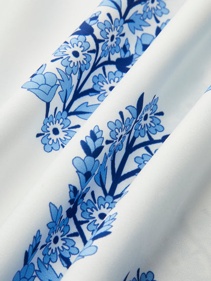 Çiçek Desenli Bağcıklı Elbise