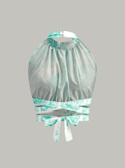 Halter Yaka Sırtı Açık Önü Düğmeli Etek Takımı