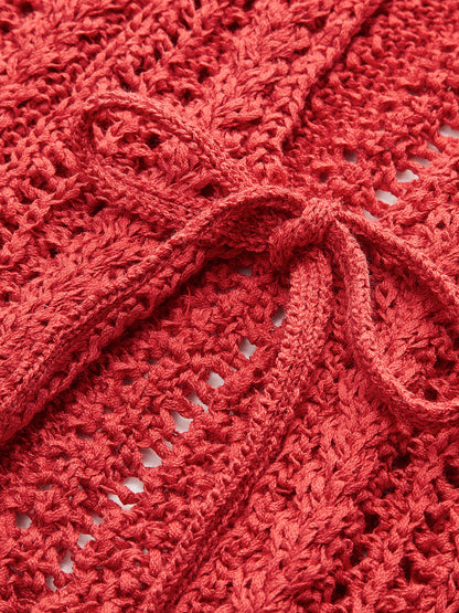 Önü Bağcıklı Örgü Kolsuz Yelek