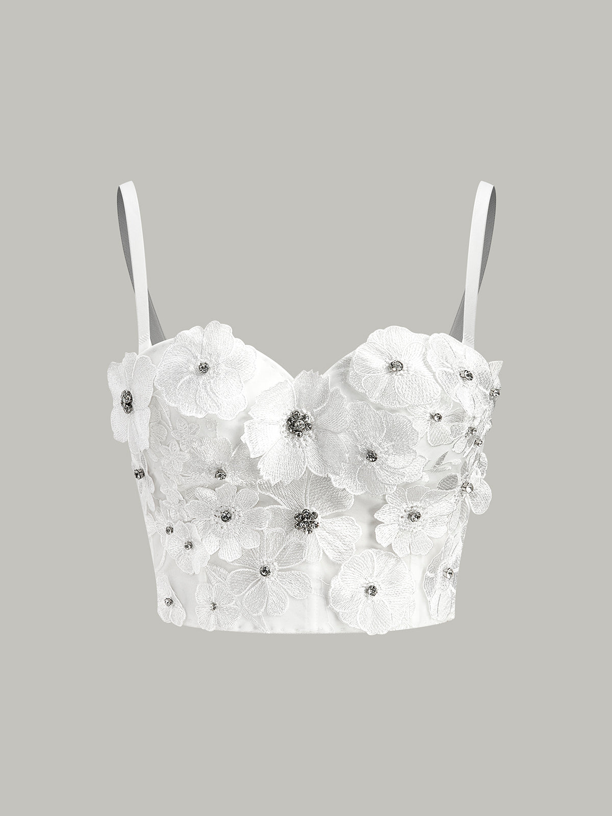 Yarı Şeffaf İşlemeli Çiçek Desenli Kalp Korse