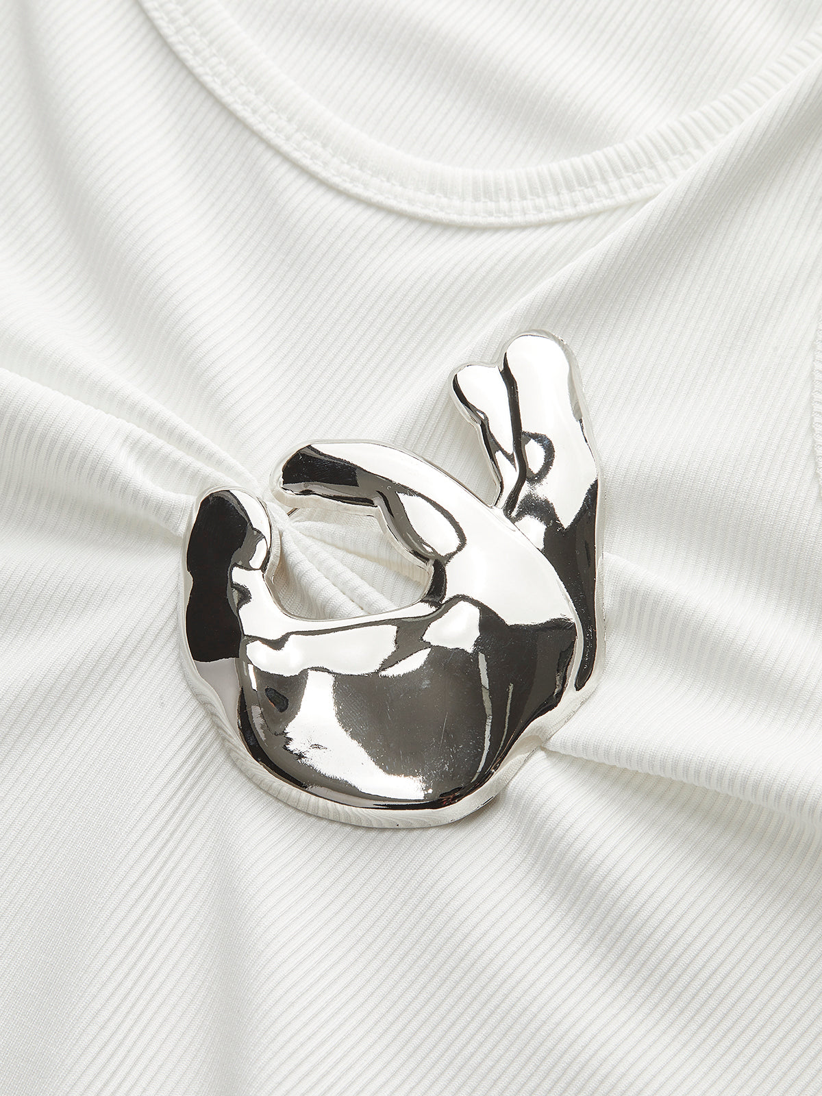 Metal Detaylı Kaburga Örgü Üst