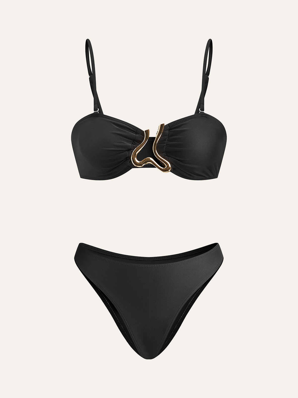 Altın Detaylı Bikini Takımı ve Etekli