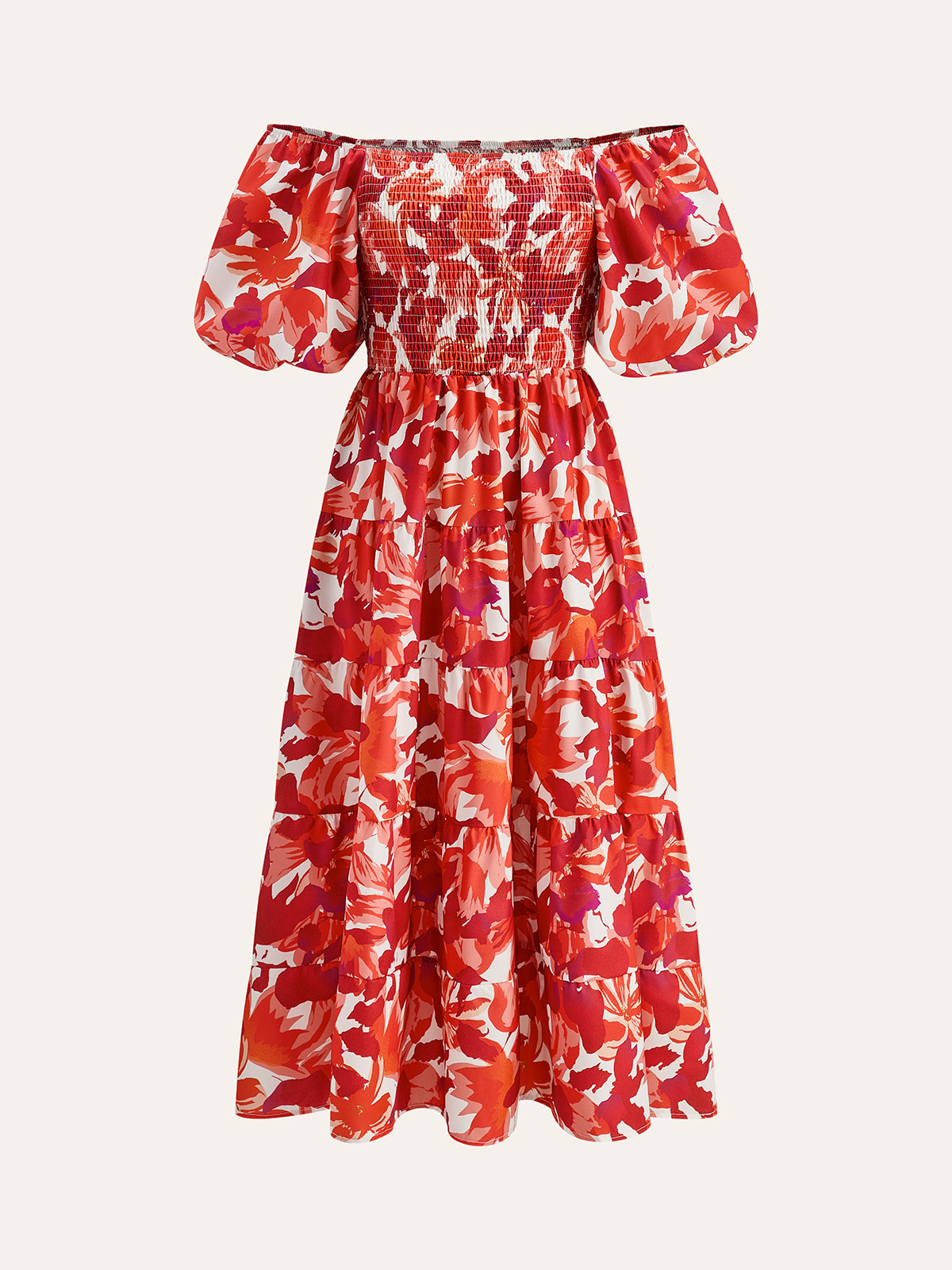 Omuzları Açık Çiçekli Elbise