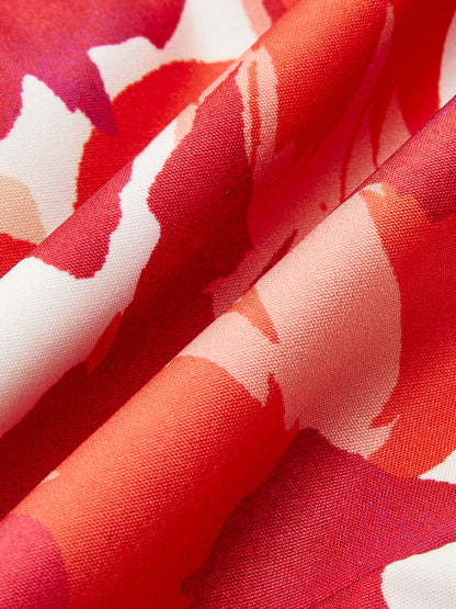 Omuzları Açık Çiçekli Elbise