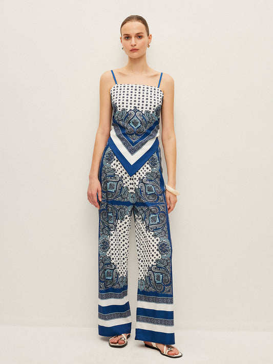 Sırt Bağlamalı Baskılı Pantolon Takımı