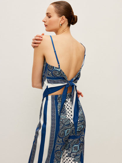 Sırt Bağlamalı Baskılı Pantolon Takımı