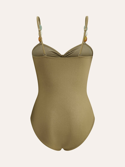 Boncuklu Askılı Kesim Tek Parça Mayo