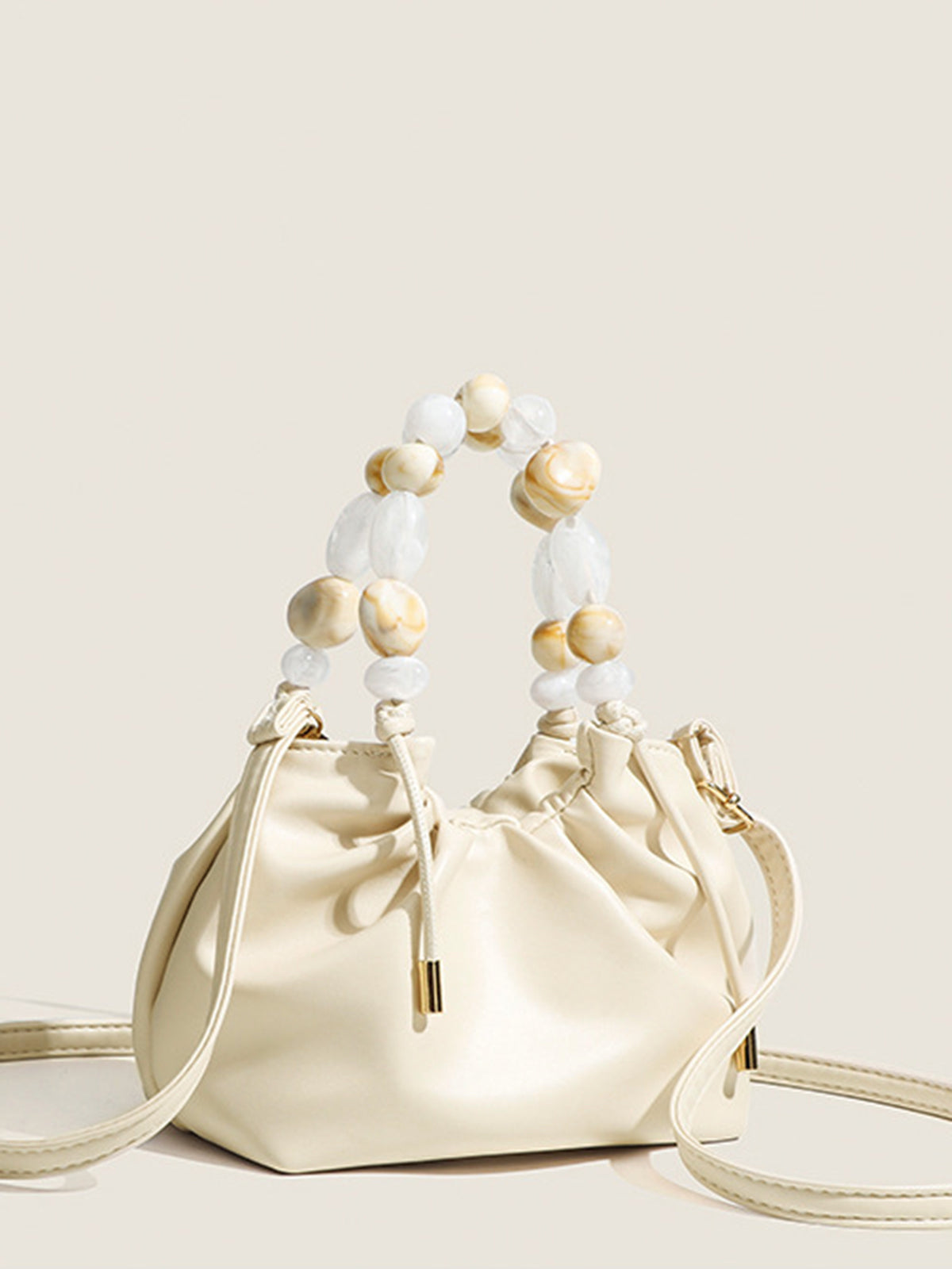 Pastel Boncuklu Saplı Hobo Çanta