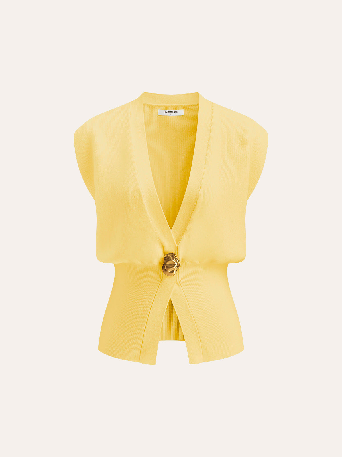 V Yaka Düğmeli Detaylı Kazak Yelek