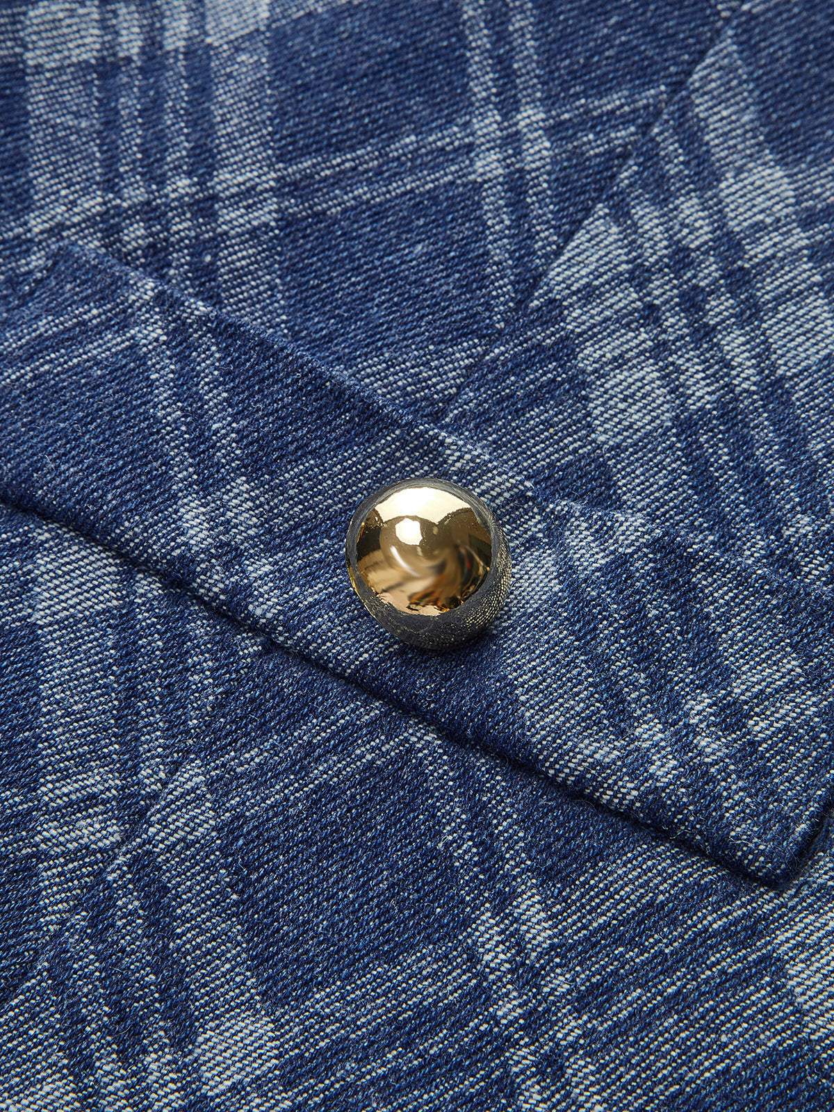 Metal Düğmeli Yuvarlak Yakalı Dekor Cepli Kot Elbise