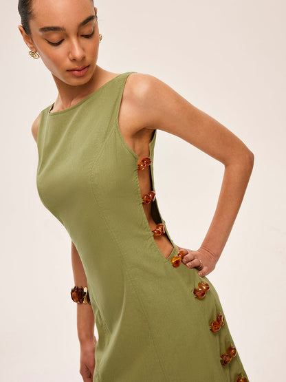 Pamuk ve Keten Kesimli Yan Elbise