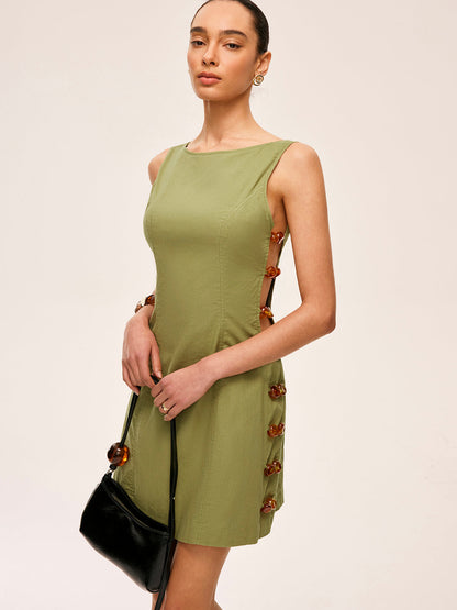 Pamuk ve Keten Kesimli Yan Elbise