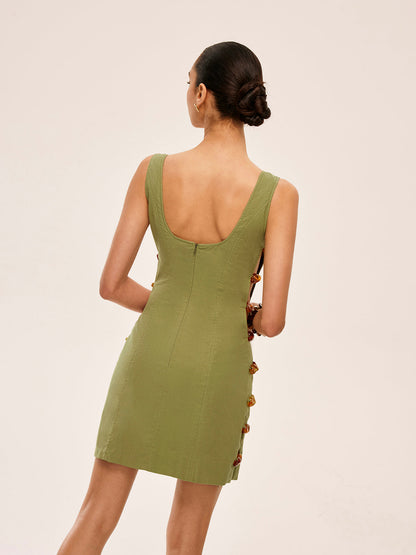 Pamuk ve Keten Kesimli Yan Elbise