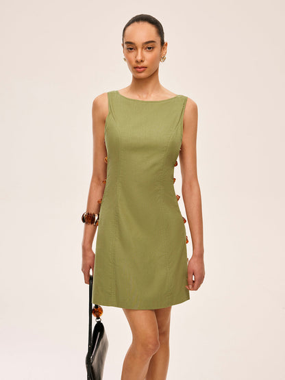 Pamuk ve Keten Kesimli Yan Elbise