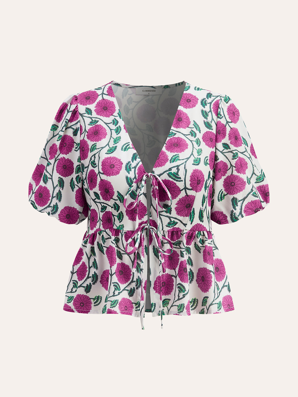 Boho V Yaka Bağcıklı Puf Kollu Etek Takımı